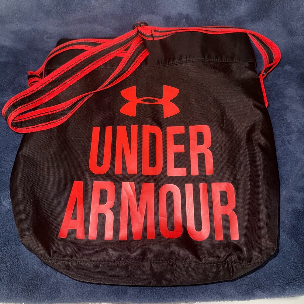 Under Armour Black Duffel Bag with Red Accents